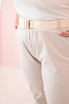 Dámské bavlněné kalhoty Plus Size s páskem béžový XL