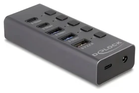 DeLock USB Hub 5 Gbps šedá / USB hub / 2× USB-A + 2× USB-C / host USB-C (64248)