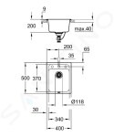 GROHE - Dřezy Kompozitní dřez K700 s automatickým odtokem, 400x500 mm, granitová šedá 31650AT0