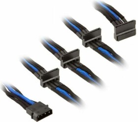 SilverStone kabel 4-pin Molex 4x SATA rozšíření 30cm černo-modrá / individuálně pletená vlákna (SST-PP07-BTSBA)