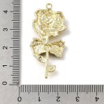 Kovový přívěsek - zlatý s černým smaltem - gotická růže - 42 x 20 x 3,5 mm - 1 ks