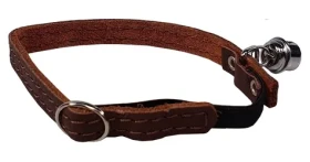 HUHUBAMBOO Kožený obojek pro kočky hnědý / 1x32 cm (352985)