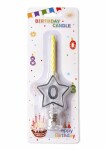 Dortisimo Svíčka žlutá s LED stříbrným podstavcem ve tvaru hvězdy číslo 0
