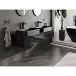 MEXEN/S - Orio koupelnová skříňka pod umyvadlo 140 cm s deskou, 1 šuplík, černá lesk 91A10-14023-1-BFC70
