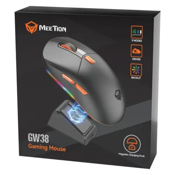 Meetion GW38 černá / Myš / Bezdrátová / Tri-Mode / 8000 DPI / RGB (GW38)