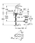 GROHE - Eurosmart Páková umyvadlová baterie S, s výpustí, chrom 33265002