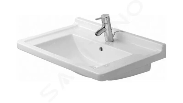 DURAVIT - Starck 3 Umyvadlo 700x490 mm, s přepadem, s otvorem pro baterii, WonderGliss, bílá 03047000001