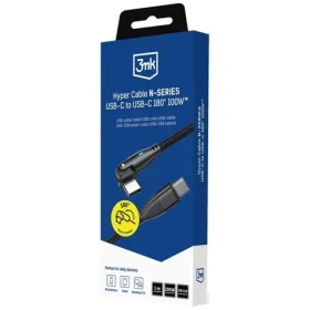 3mk Hyper kabel N-SERIES USB-C na USB-C 1m černá / Nabíjecí kabel / 180° otočný konektor / 100W / PD 3.0 / QC 3.0 (5903108758222)