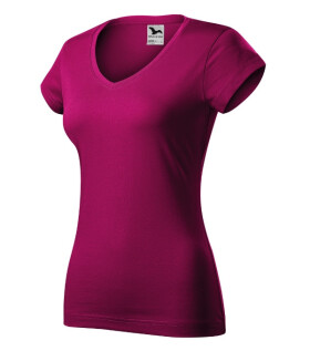 Fit V-neck tričko dámské fuchsia red XL