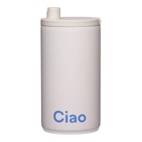 DESIGN LETTERS Cestovní termo hrnek Beige Ciao 350 ml, béžová barva, kov, plast