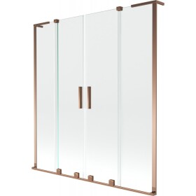 MEXEN/S - Velar L Duo dvoukřídlá posuvná vanová zástěna 140 x 150, transparent, růžové zlato 896-140-003-02-60