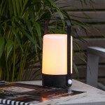 STAR TRADING Přenosná svítící LED lucerna Flame, černá barva