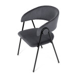 Židle jidelní, šedá látka, černá kovová noha