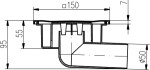 MIDAS Podlahová vpusť - boční D50/95 bílá, plastová mřížka 150x150 mm, zatížení K3-300kg p540