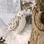 Plyšový pták sova/sovice sněžná s otáčející hlavou 28 cm, ECO-FRIENDLY