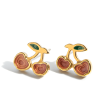 ELENYS Cherry – pozlacené náušnice 18K žluté zlato