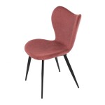 Židle jídelní, červená látka, černá kovová podnož