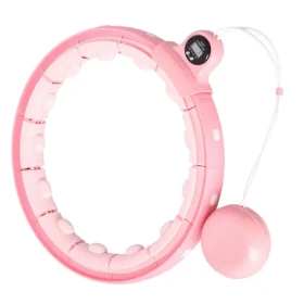 HMS FH02 Masážní hula hoop se závažím a počítadlem růžová (5907695549683)
