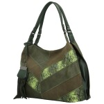 Módní dámská koženková kabelka na rameno Nives, tmavě zelená