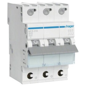 Hager MCS310 elektrický jistič 3pólový 10 A 400 V