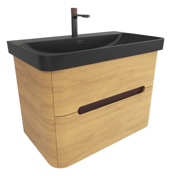 Koupelnová skříňka s umyvadlem SAT Fusion 77,5x53x45 cm dub medový mat SATFUSION280DMBKMB SATFUSION280DMBKMB