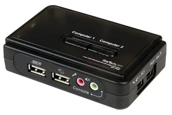 StarTech 2-portový USB KVM switch s audiem / KVM switch / 2x PC / USB / audio / kabely součástí balení (SV211KUSB)