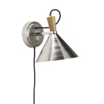 MADAM STOLTZ Nástěnná lampa Steel/Mango Wood, stříbrná barva, kov