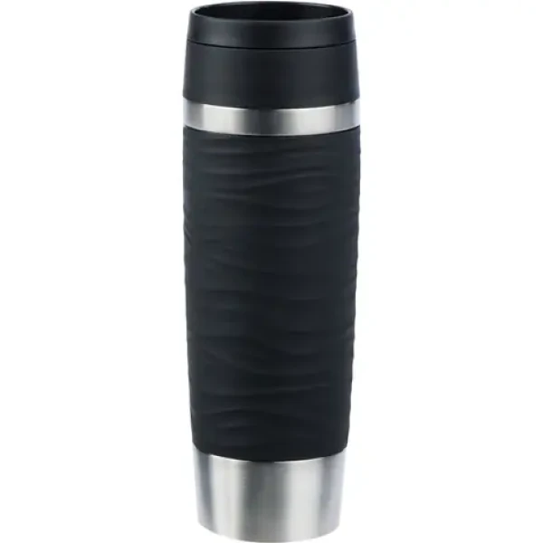 Emsa Travel Mug Waves Grande 0.5l černá / Termohrnek / nerezová ocel (N2022500)