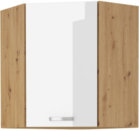Horní rohová skříňka Artisan 60x60 GN-72 1F (45°) Barva korpusu: Dub artisan, Barva dvířek: Bílý lesk