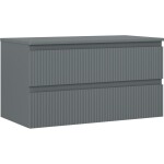 MEXEN/S - Rivel koupelnová skříňka pod umyvadlo 90 cm s deskou, 2 zásuvky, reliéf , grafit mat 91A20-09047-2-BFFC66