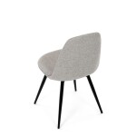 Židle jídelní, krémová látka, 360° otočný mechanismus, černý matný lak, kovové nohy