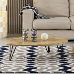 Konferenční stůl, MDF deska, dekor divoký dub, černý kov