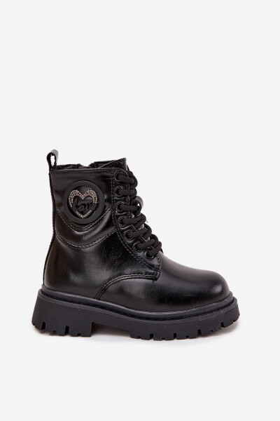 Dívčí členkové boty s teplou podšívkou s ozdobou LOVE Černé Rosaira 26