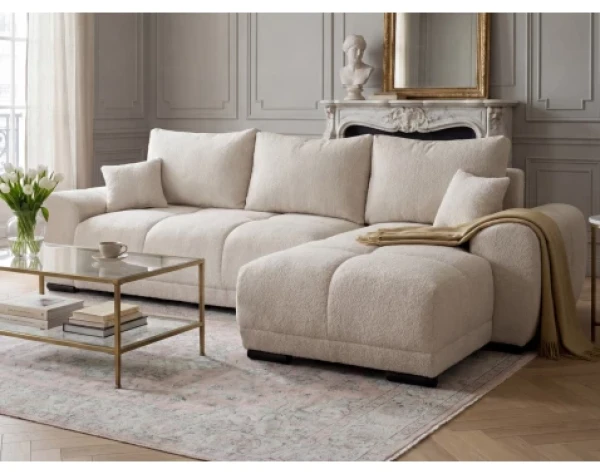 Rohová sedačka Bonn, světle béžová strukturovaná látka