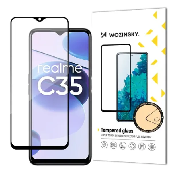 Wozinsky Ochranné tvrzené sklo pro Realme C35 černá / Tvrzené sklo / Full Glue / Lepení přes celý displej