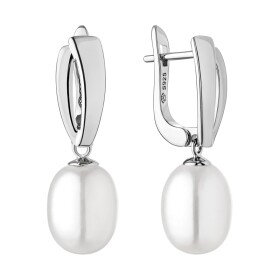 Stříbrné náušnice s bílou řiční perlou Phoebe, stříbro 925/1000, Bílá