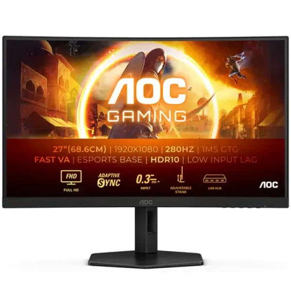 27" AOC Gaming C27G4ZXU černá / VA / 1920x1080 / 16:9 / 1ms / 80mil:1 / 300cd-m2 / HDMI + DP / VESA (C27G4ZXU)