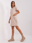 Béžové basic mikinové šaty s krátkým rukávem