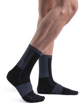 Pánské merino ponožky ICEBREAKER Mens Run+ Ultralight Crew, Black/Graphite velikost: 42-44 (M)