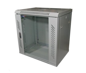 LEXI-Net 19" nástěnný rozvaděč 12U 600x600, nosnost 60 kg, skleněné dveře, svařovaný, šedý EDF_1030523