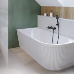 INVENA - Vana volně stojící k stěně rýhovaná 170 glamour trend levá sifon bílý; AN-02-12L-M