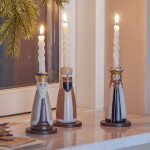 Bloomingville Dřevěný vánoční svícen Betiel – set 3 ks, multi barva, dřevo