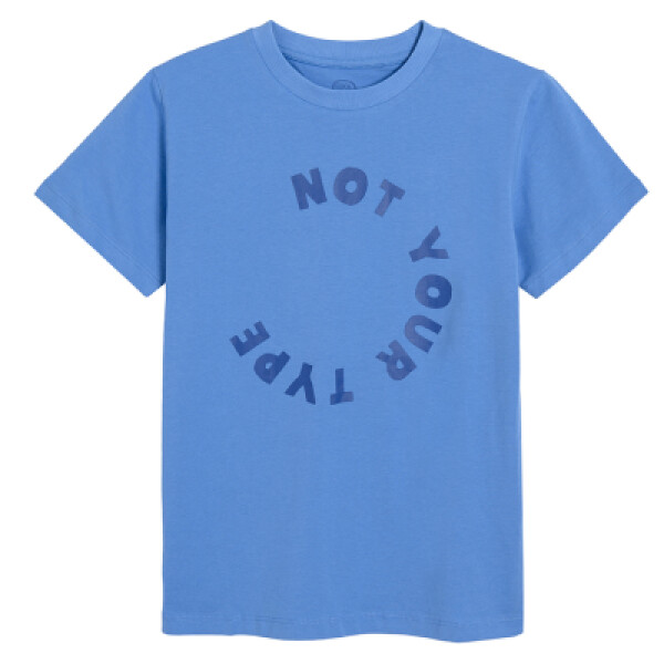 Balvněné tričko s krátkým rukávem a nápisem- modré - 134 BLUE