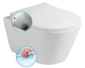 SAPHO - AVVA CLEANWASH závěsná WC mísa, Rimless, s bidetovou sprškou, 35,5x53cm, bílá 100312