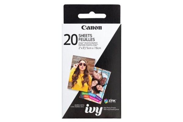 Canon ZINK Photo Paper, foto papír, lesklý, Zero Ink, bílý, 5x7,6cm, 20 ks, 3214C002, termální,bez okrajů