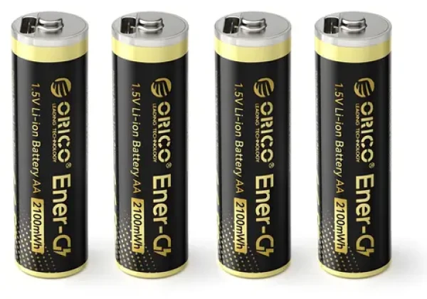 Orico Ener-G EG5C černá / Nabíjecí baterie AA / USB-C / 1,5V / 2100mWh / 4 ks