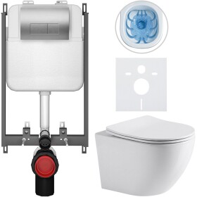 CERANO - Kompletní WC set Basic/Cesso - bílá lesklá - WC tlačítko Modulo/Stříbrná - pro zazdění - 49x36 CER-8050BD85966