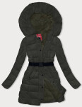 Péřová dámská zimní bunda v army barvě (2M-007) odstíny zelené XXL (44)