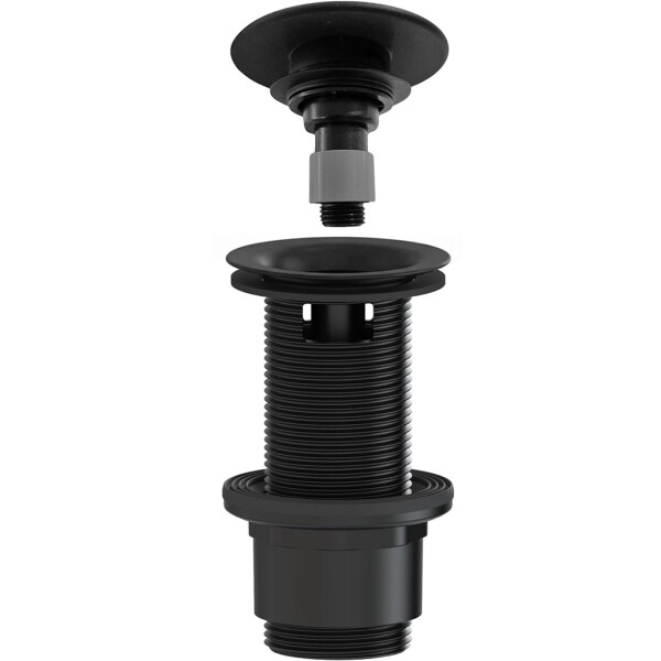 CERANO Umyvadlová výpusť - 5/4“ click-clack s přepadem - neuzavíratelná - plast - 67/82mm - černá matná