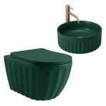 REA - Sada: Závěsná WC mísa + Umyvadlo na desku Duo Matcha Matt KPL-K3002